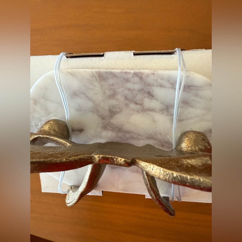 Marble Metal Bow Christmas Stocking Holder Gold Threshold Studio McGee - Picture 4 of 5